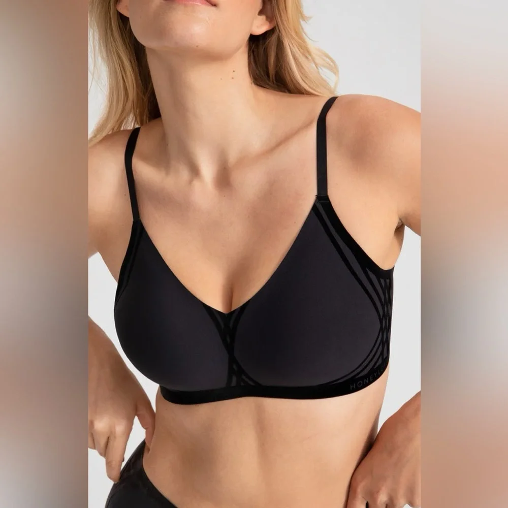 Honeylove Silhouette Wireless Seamless Bra In‎ Black Vamp Size Large